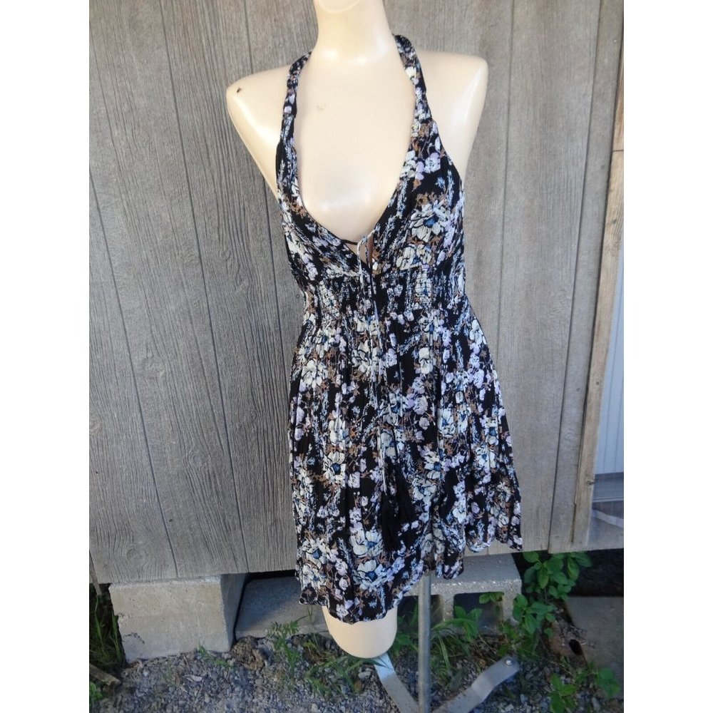 Free People Racerback Sundress Dress Black Floral Combo Multi Sz S $98 NWT